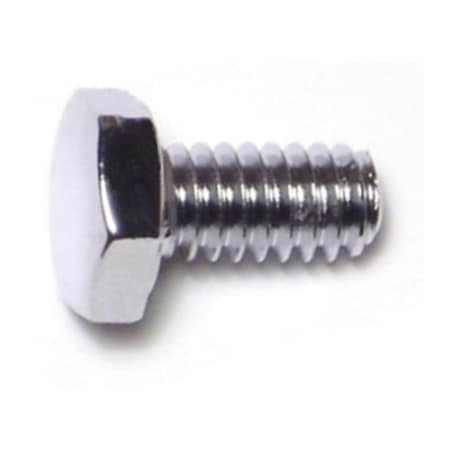 Grade 5, 1/4-20 Hex Head Cap Screw, Chrome Plated Steel, 1/2 In L, 10 PK